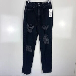 NEW Urban Outfitters BDG Distressed Mom High Rise Jeans Black Size 25